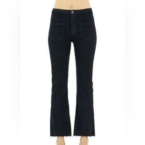Morrison Denim “uptown girl” flare raw hem jeans in black